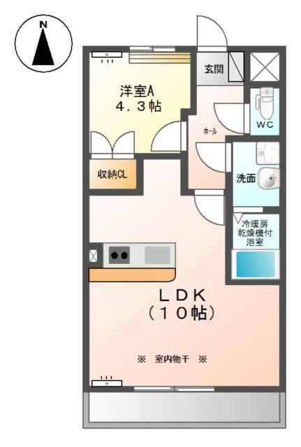 ブルーム(1LDK/2階)の間取り写真