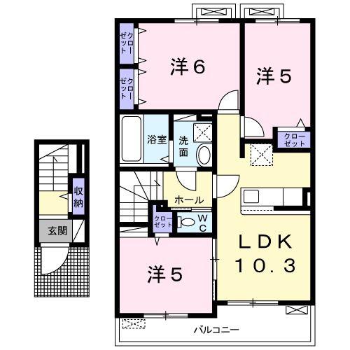 ローズ・ヘレン(3LDK/2階)の間取り写真
