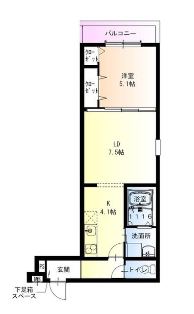 フジパレス吹田岸辺(1LDK/1階)の間取り写真