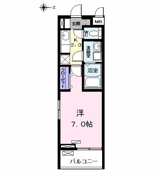 CRANE(1K/2階)の間取り写真