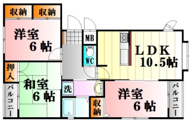 メゾン・デ・ピア(3LDK/3階)の間取り写真
