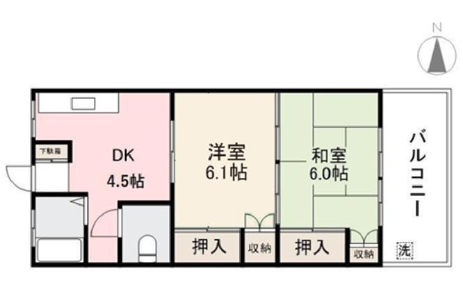 中山マンション(2DK/3階)の間取り写真