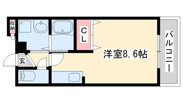 プラティーグレープIII(ワンルーム/1階)の間取り写真