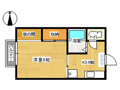 プチメゾンひろ(1K/1階)の間取り写真