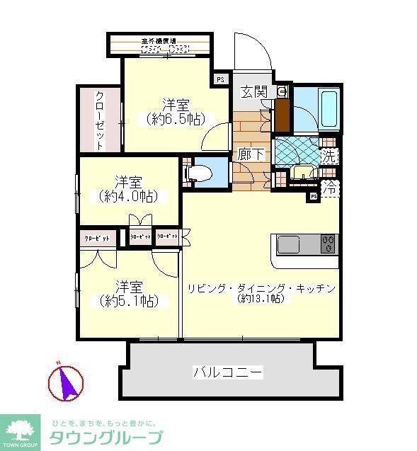 レーベン松戸GRAIZA(3LDK/5階)の間取り写真