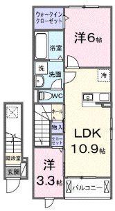 西深津町1丁目アパート(2LDK/2階)の間取り写真