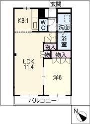 ディアコーポSUZUKI(1LDK/1階)の間取り写真