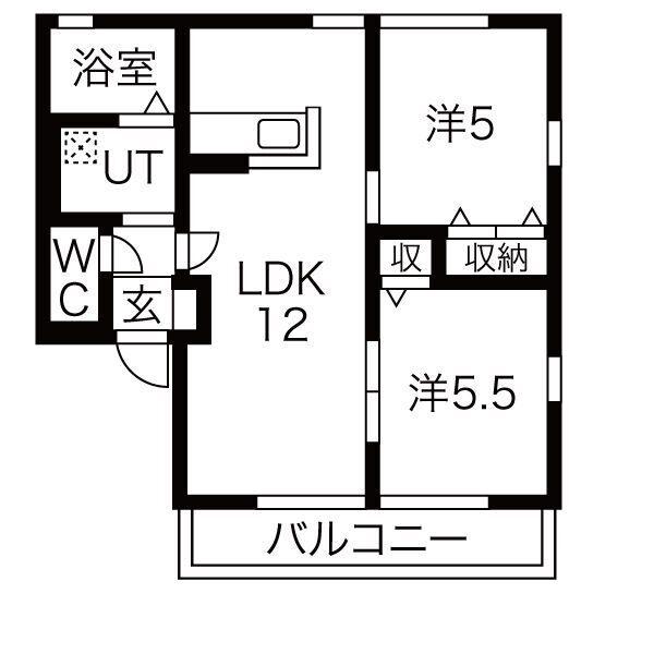 ハニーハイツA(2LDK/2階)の間取り写真