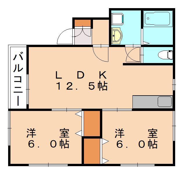 アメニティ赤間(2LDK/1階)の間取り写真