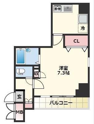 アフェクシオン日本橋人形町(1K/12階)の間取り写真