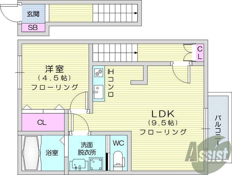 ARC CITY ASUTO NAGAMACHI(1LDK/2階)の間取り写真