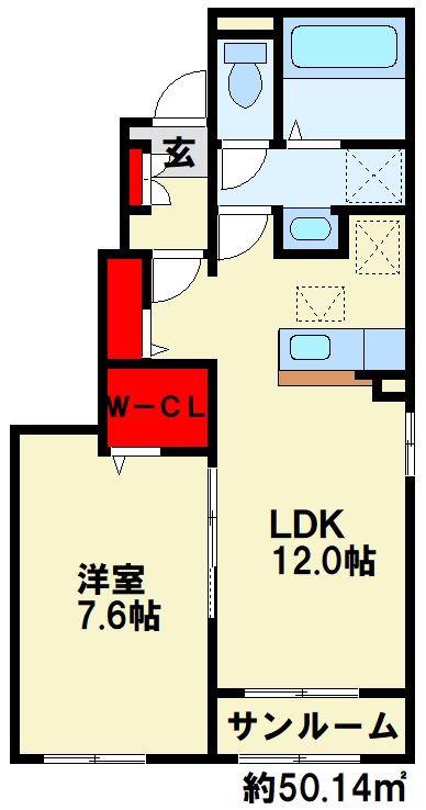 レジデンス ソレイユ(1LDK/1階)の間取り写真