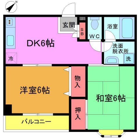 ガーデンコート浦安(2DK/3階)の間取り写真