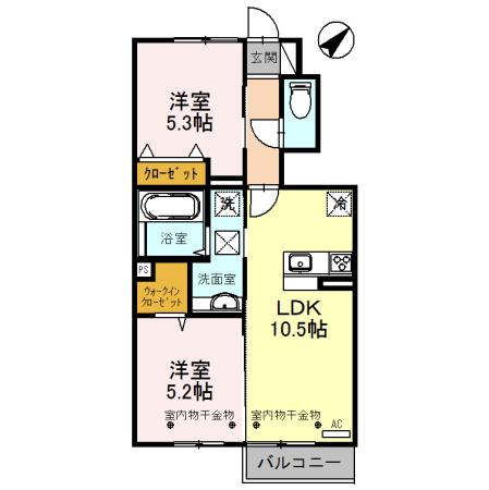 D-ROOM道下(2LDK/1階)の間取り写真