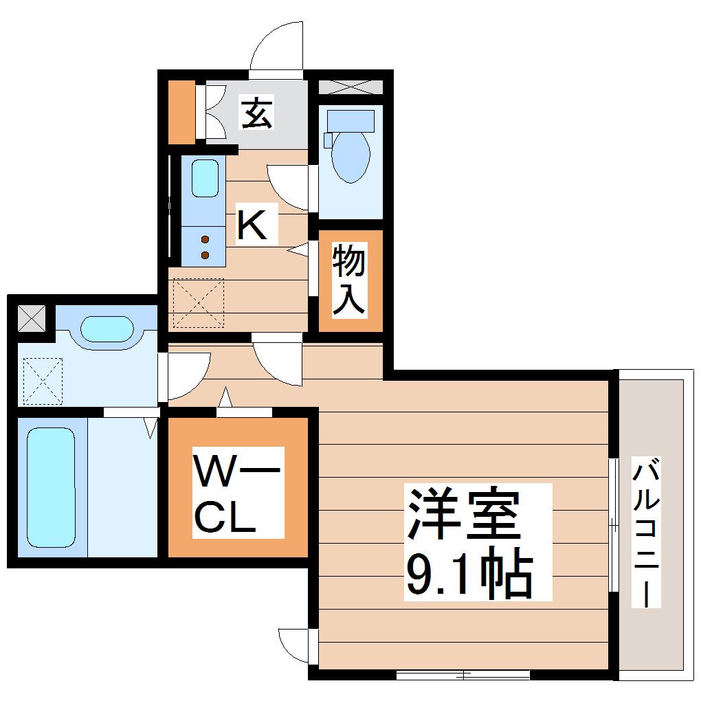 D-ROOM広瀬町(1K/1階)の間取り写真
