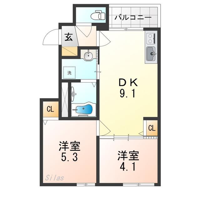 F ASECIA CYGNUS(2DK/3階)の間取り写真