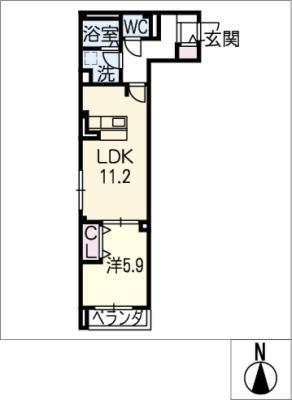 LAGRACIEUSE本山(1LDK/1階)の間取り写真