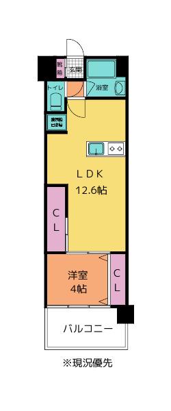コンプレート古船場(1LDK/7階)の間取り写真