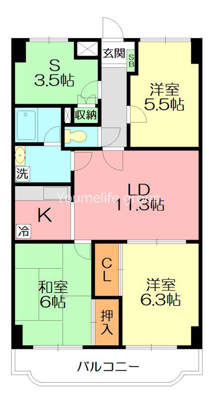サニーヴィラ金子(3SLDK/2階)の間取り写真