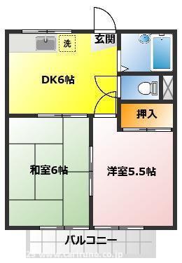 コーポカトレア2号館(1DK/2階)の間取り写真