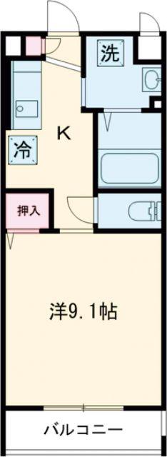 ラフィネ大安A(1K/2階)の間取り写真