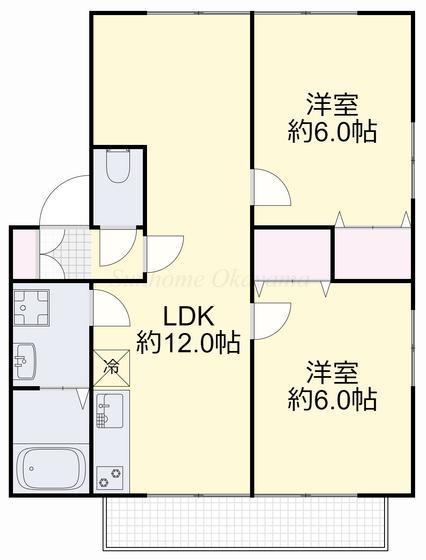 ハイツ森の泉(2LDK/1階)の間取り写真