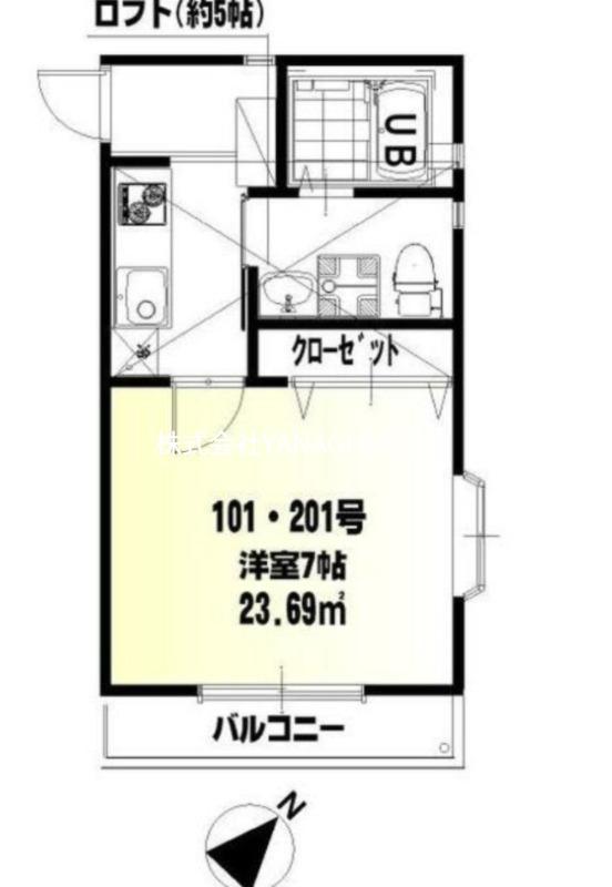 カーム鵠沼(1K/2階)の間取り写真
