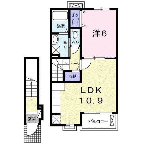 フローリッシュ(1LDK/2階)の間取り写真