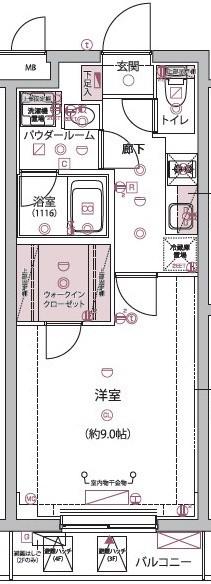 アルコバレーノ分倍河原(1K/3階)の間取り写真