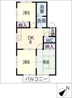 クレストコート笹山(3DK/1階)の間取り写真