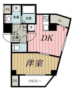 AURORO(1DK/4階)の間取り写真