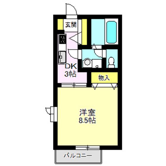 パストラーレ下豊岡(1DK/2階)の間取り写真
