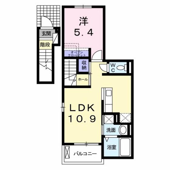 イブコート(1LDK/2階)の間取り写真