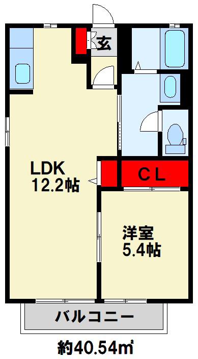 ベルセゾン A棟(1LDK/2階)の間取り写真