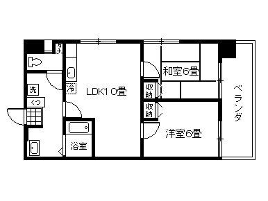 東千ハイホーム(2LDK/3階)の間取り写真