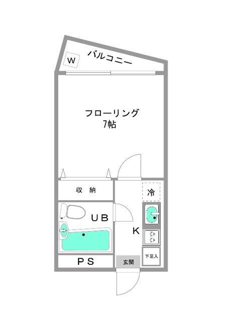 カオパレス7(1K/2階)の間取り写真