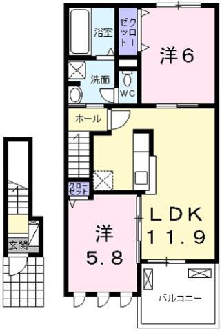 プルミエ II(2LDK/2階)の間取り写真
