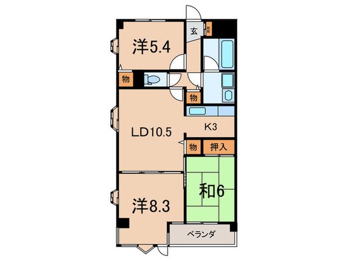 アーバンエリータス(3LDK/2階)の間取り写真