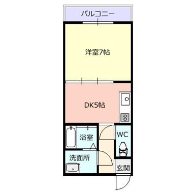 クレスト青田(1DK/4階)の間取り写真