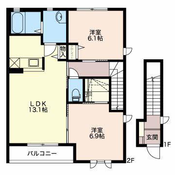 シャーメゾン愛宕町(2LDK/2階)の間取り写真