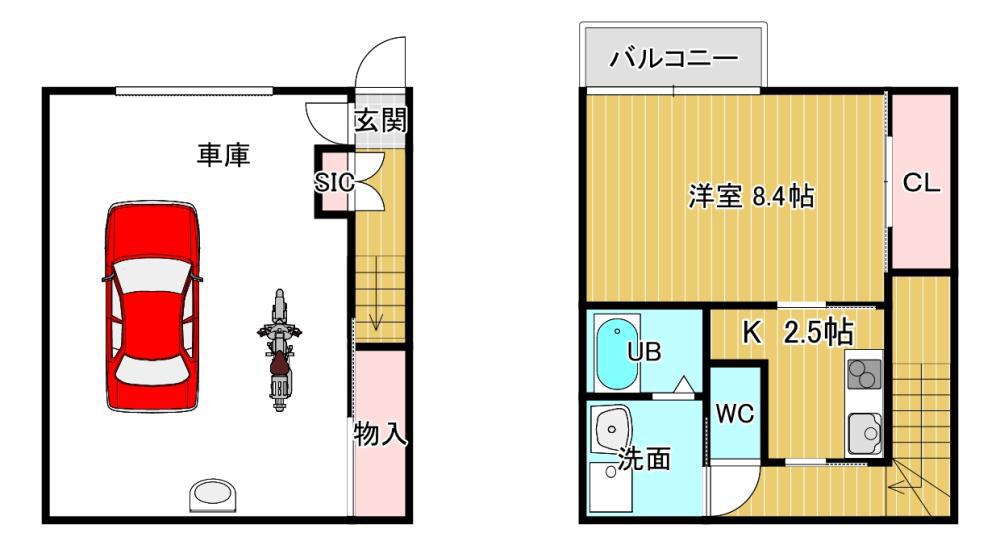 ギャラン中間(1K/1階)の間取り写真