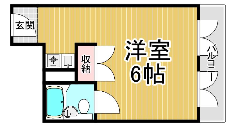 カルム甲子園(ワンルーム/4階)の間取り写真