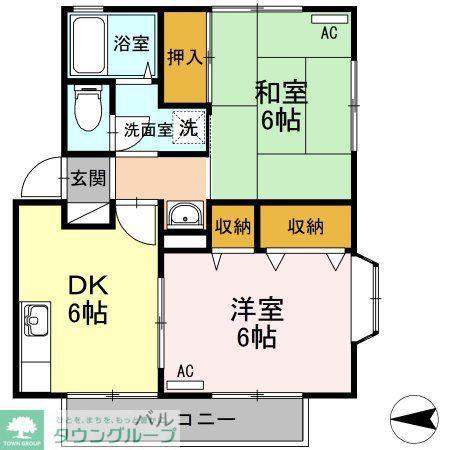アンフィニMARUEI(2DK/2階)の間取り写真
