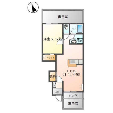 コンフォルト赤碕(1LDK/1階)の間取り写真