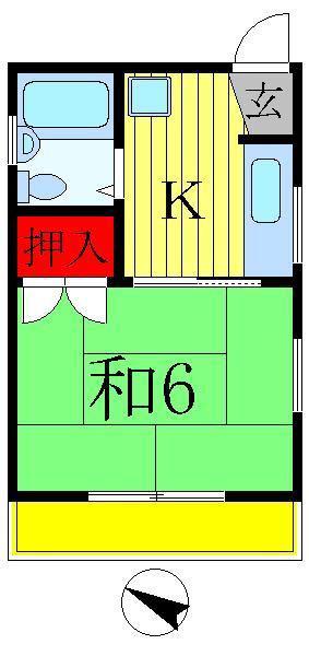 コーポ小林(1K/2階)の間取り写真