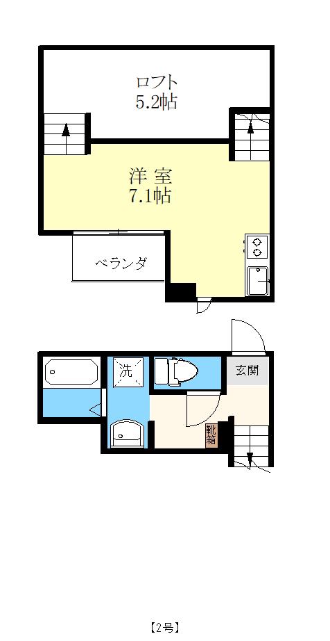 GLAD東本町 ウエスト(ワンルーム/2階)の間取り写真
