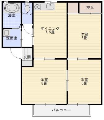 ミルキーハウス21C(3DK/2階)の間取り写真