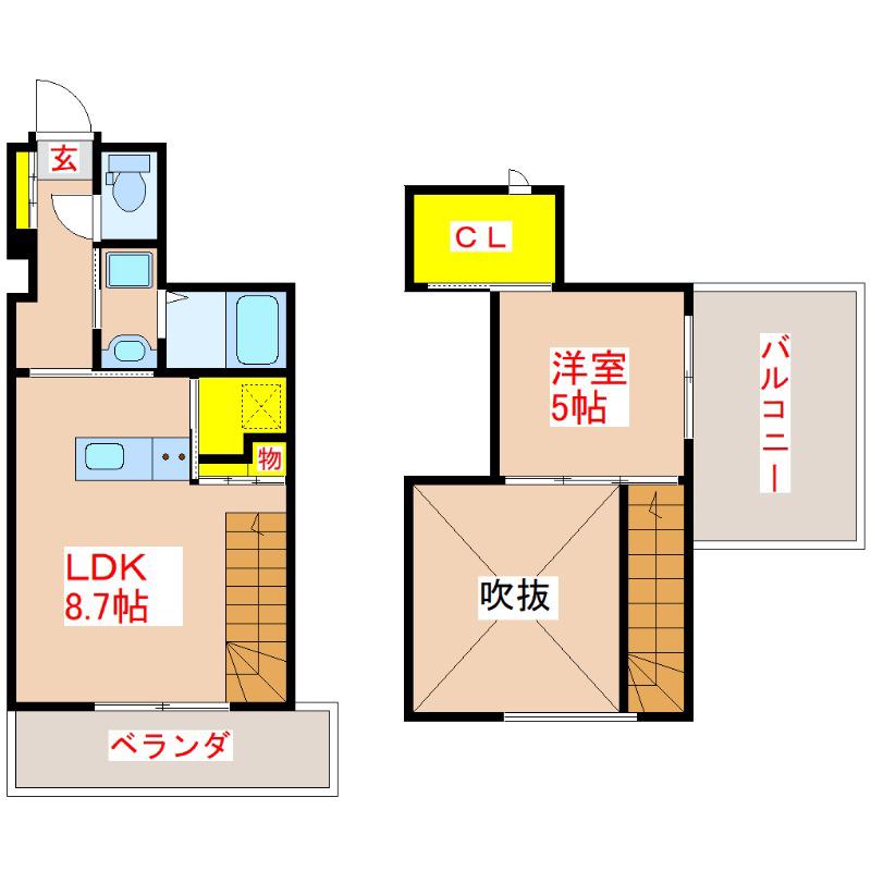 イースト TERRACE下荒田(1LDK/7階)の間取り写真