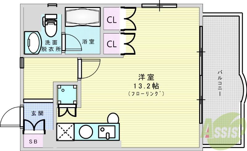 エデラカーサ(ワンルーム/3階)の間取り写真