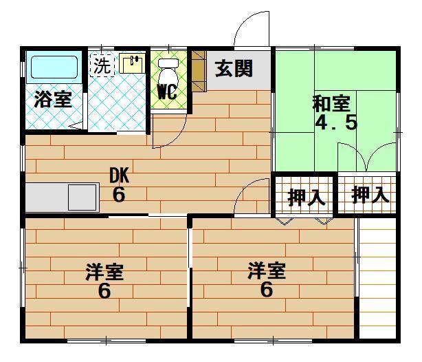 村上アパート(3DK/2階)の間取り写真